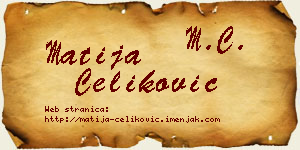 Matija Čeliković vizit kartica